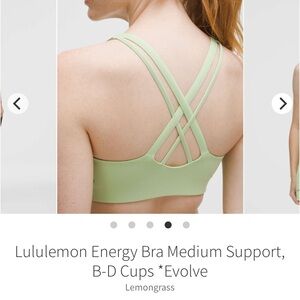 Lululemon Energy Bra Medium Support, B-D Cups *Evolve
Lemongrass sz XL